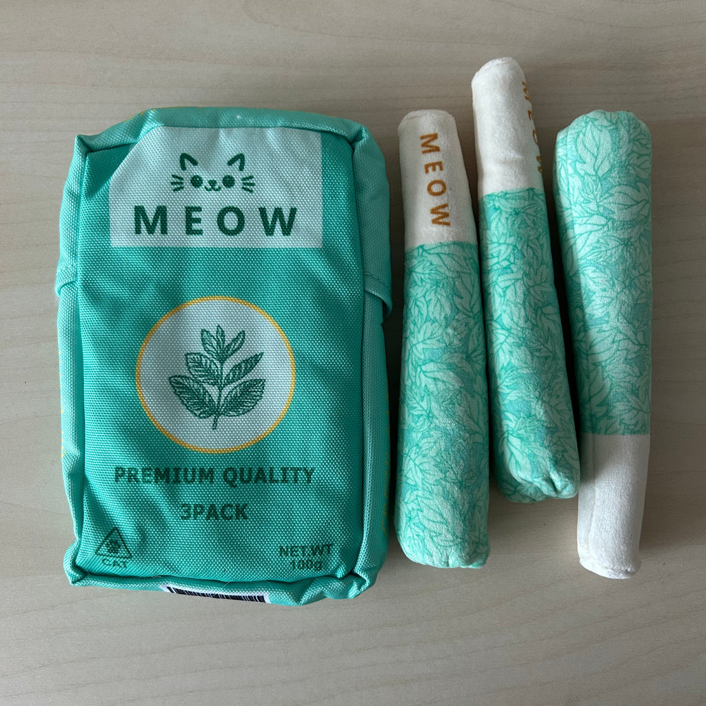 Meow Catnip Rolls, Premium 3-Pack Plush Chew Stick Set | Dental & Play Toy