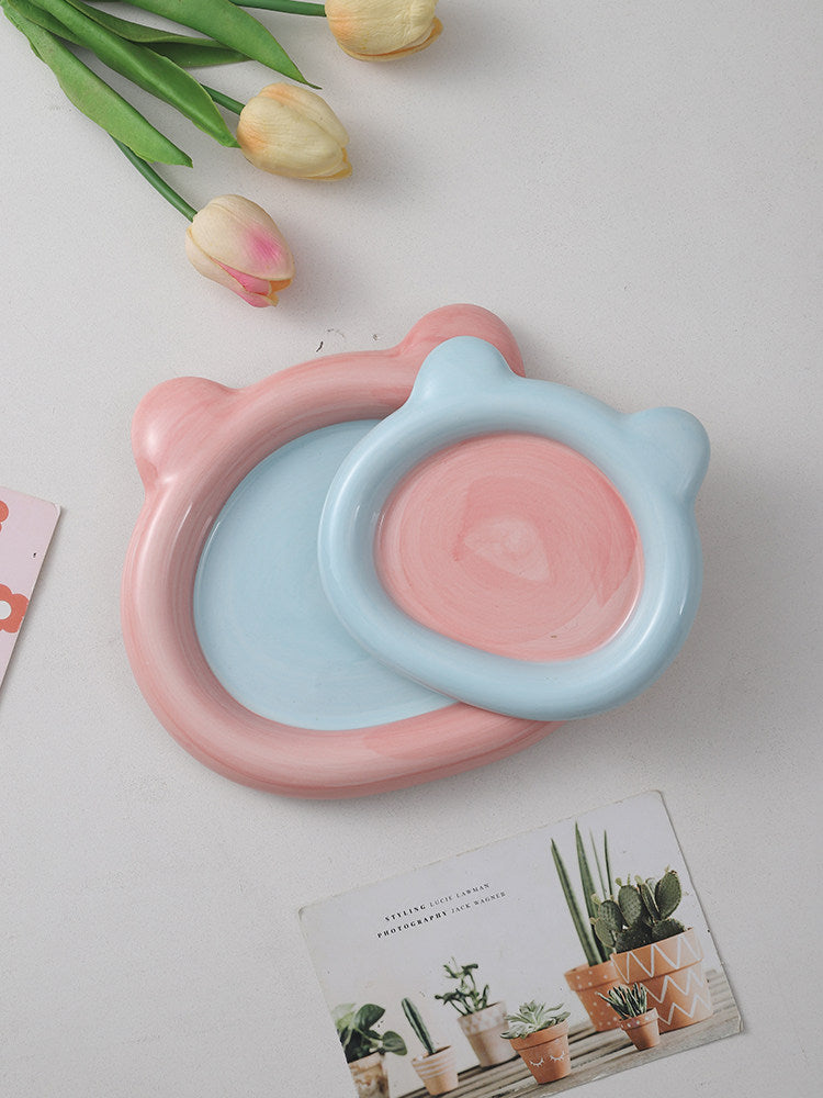 Flat Whisker-Friendly Ceramic Plate for Wet Food & Treats