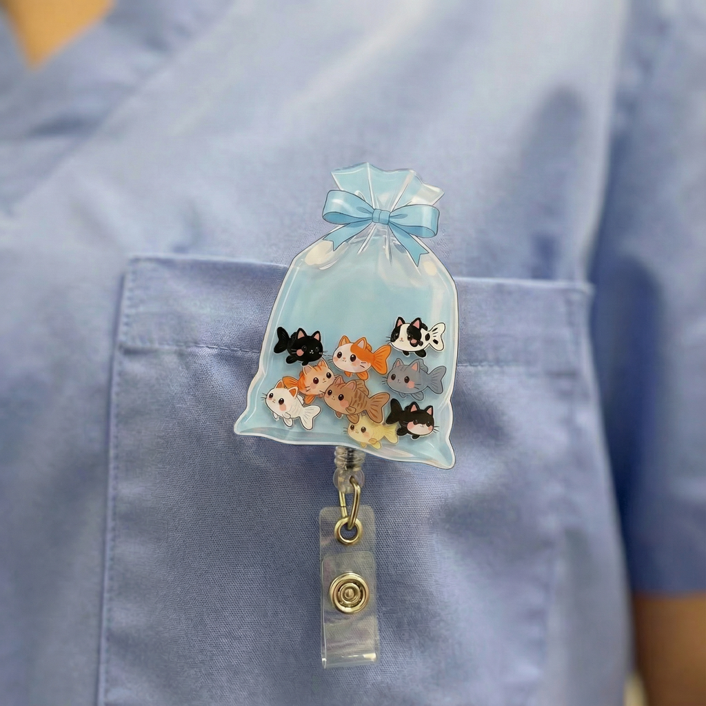 Cat Fish Shaker Badge Reel