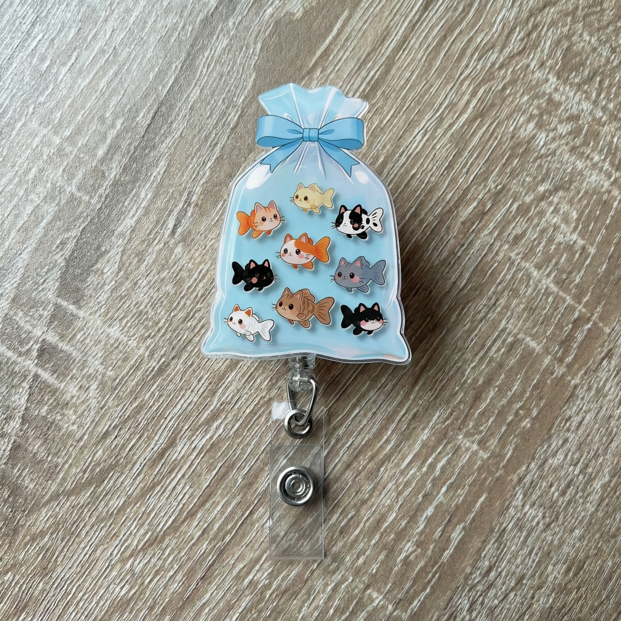 Cat Fish Shaker Badge Reel