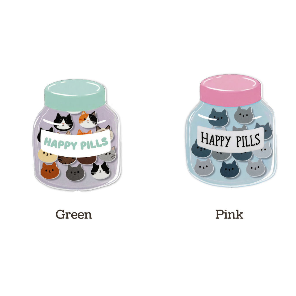 Happy Cat Pills Shaker Badge Reel
