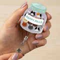 Happy Cat Pills Shaker Badge Reel