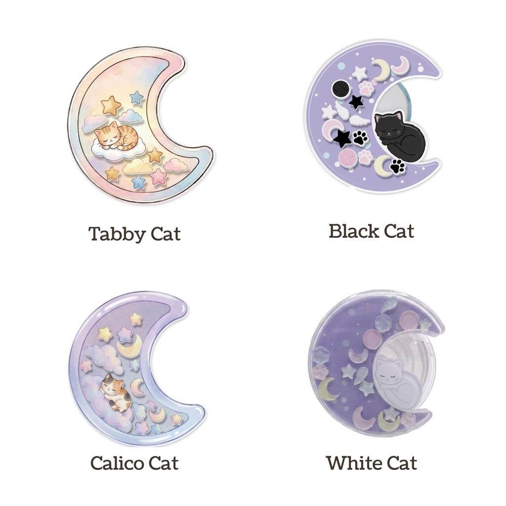 Crescent Moon Cat Shaker Badge Reel