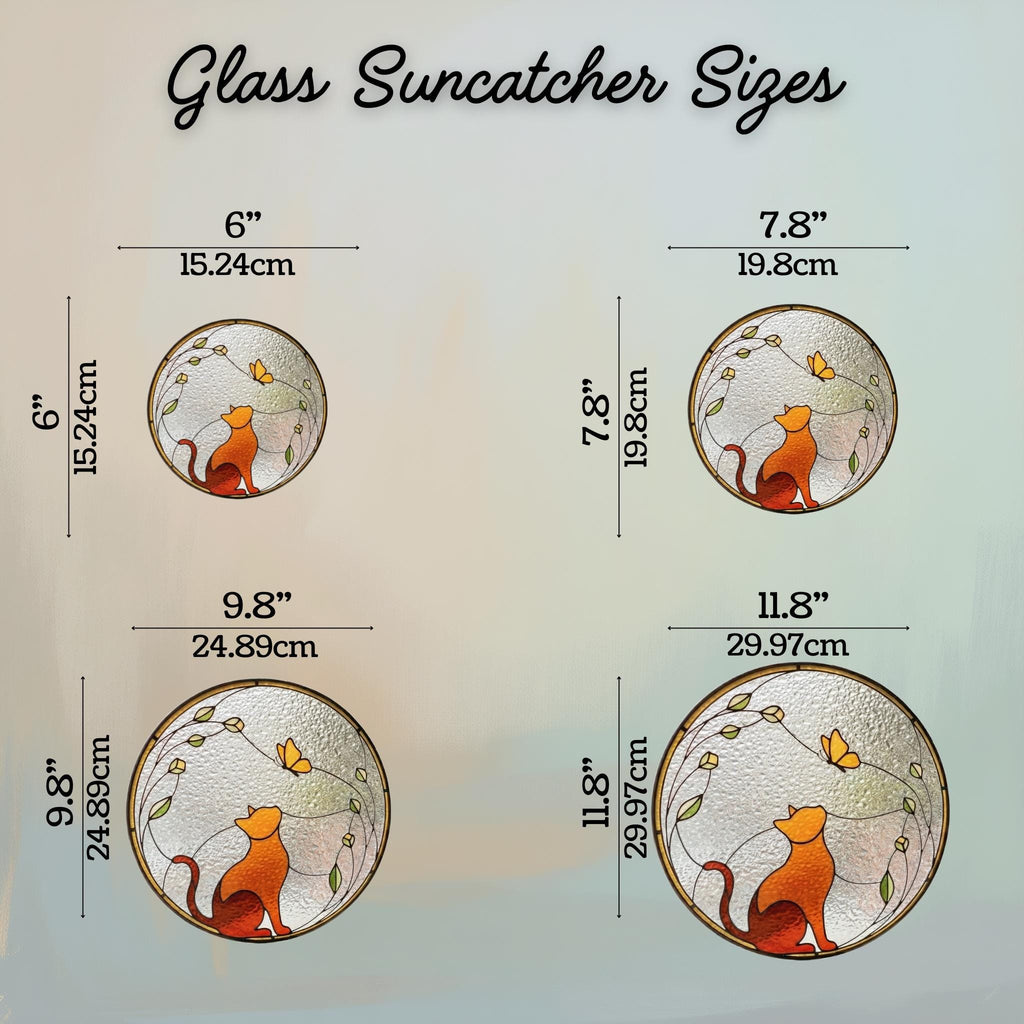 Cat & Butterfly Stained Glass Suncatcher