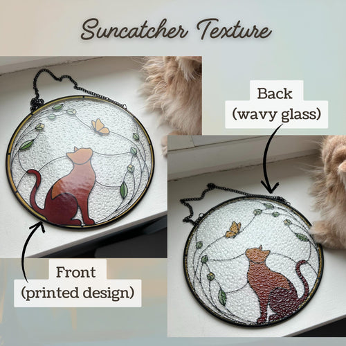 Cat & Butterfly Stained Glass Suncatcher