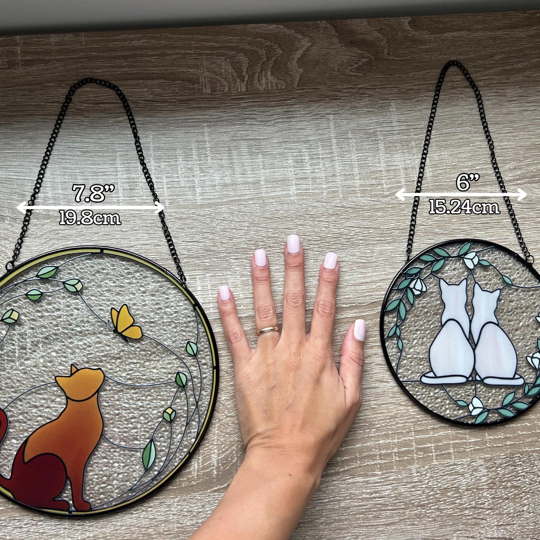 Two Cats Glass Suncatcher, Cat Lover Decor