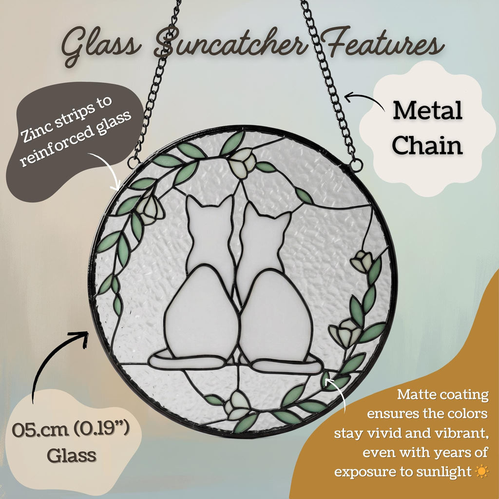 Two Cats Glass Suncatcher, Cat Lover Decor