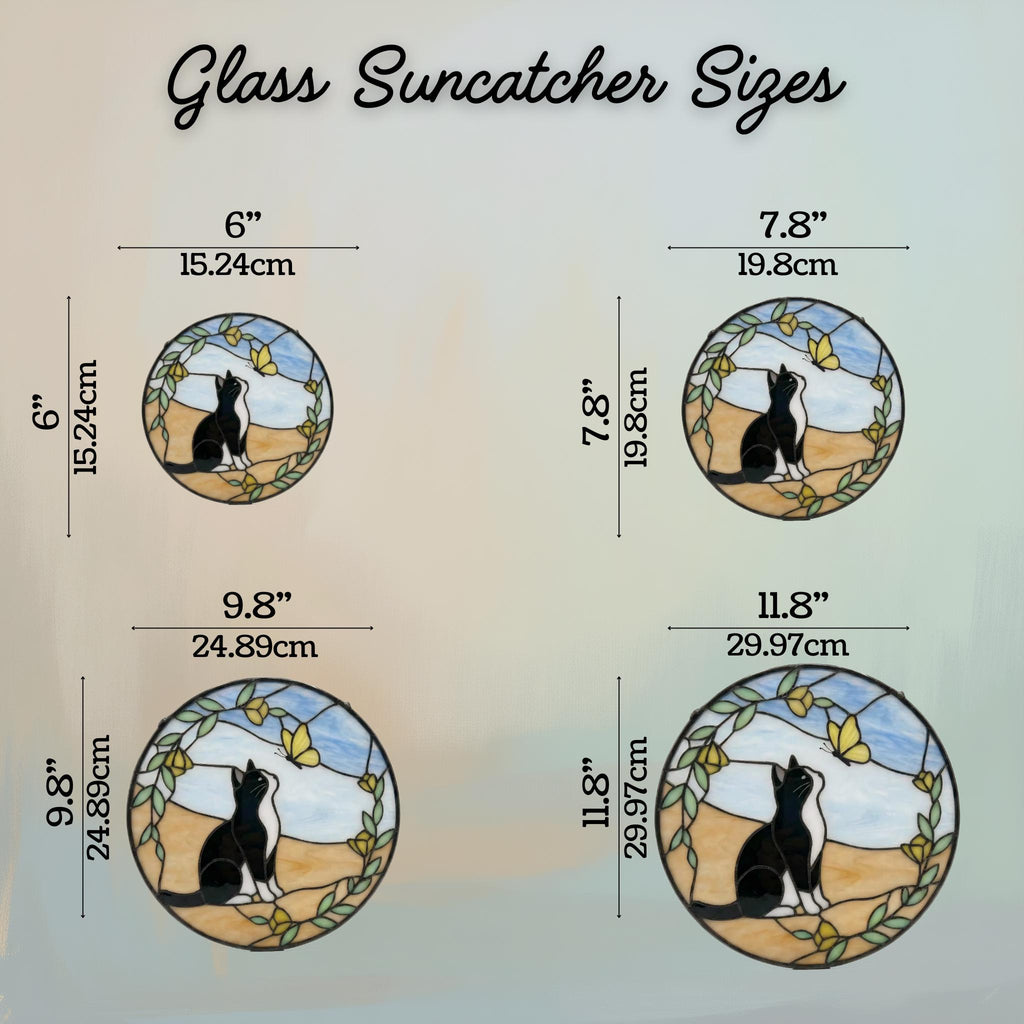 Tuxedo Cat & Butterfly Glass Window Decor