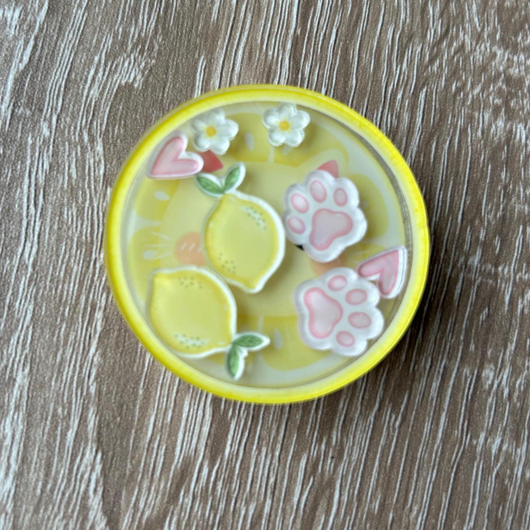 Kawaii Lemon Cat Shaker Phone Grip