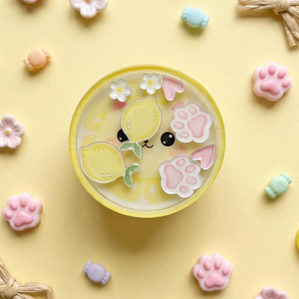 Kawaii Lemon Cat Shaker Phone Grip