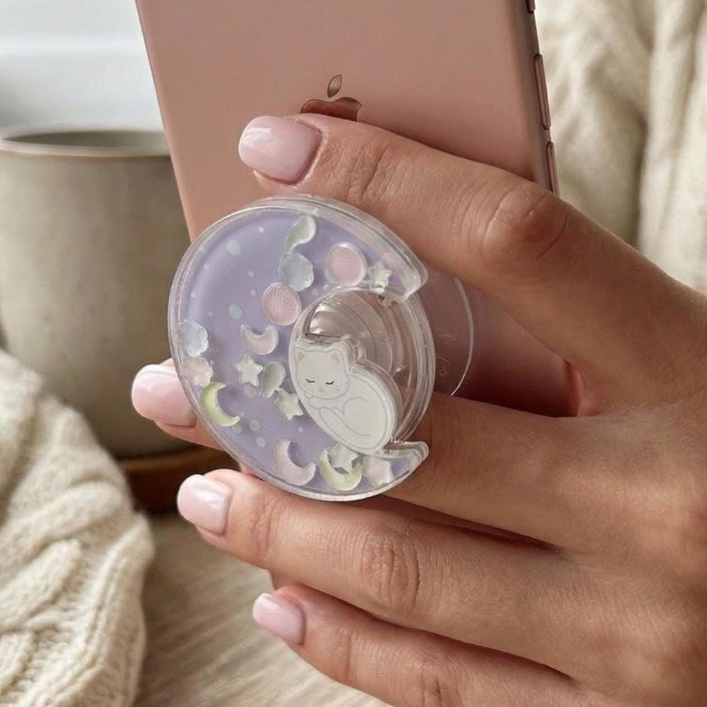 Crescent Moon Cat Shaker Phone Grip | Griptok