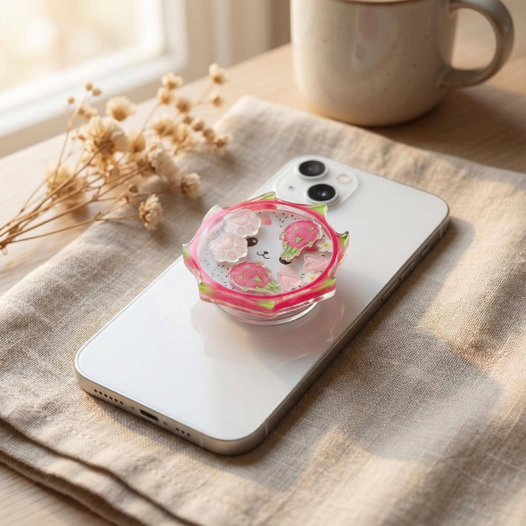 Dragon Fruit Cat Shaker Phone Grip