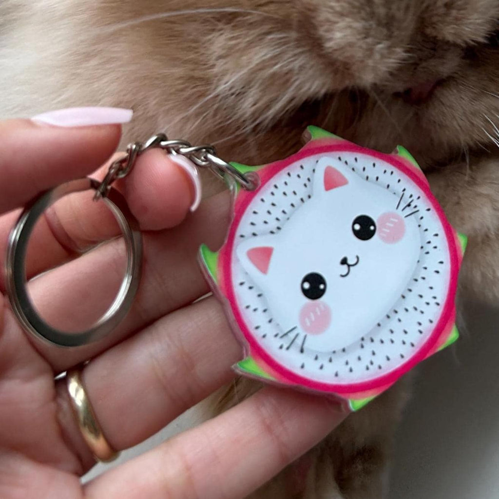 Dragon Fruit Cat Shaker ADHD Keychain