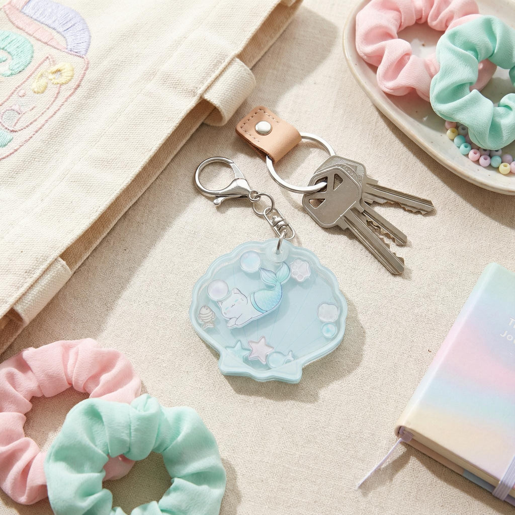 Purrmaid Mermaid Cat Shaker ADHD Keychain