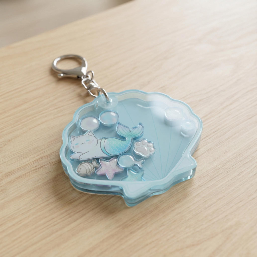 Purrmaid Mermaid Cat Shaker ADHD Keychain