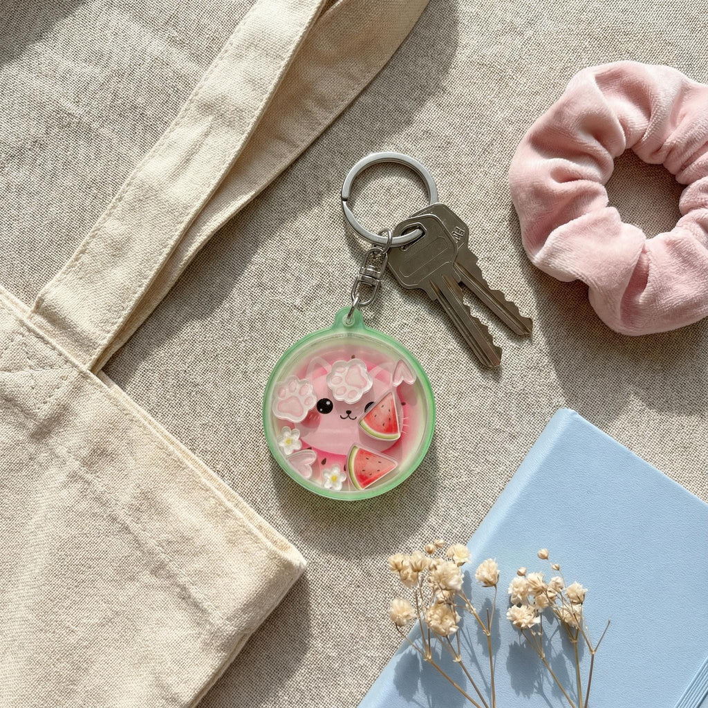 Watermelon Cat Shaker ADHD Keychain