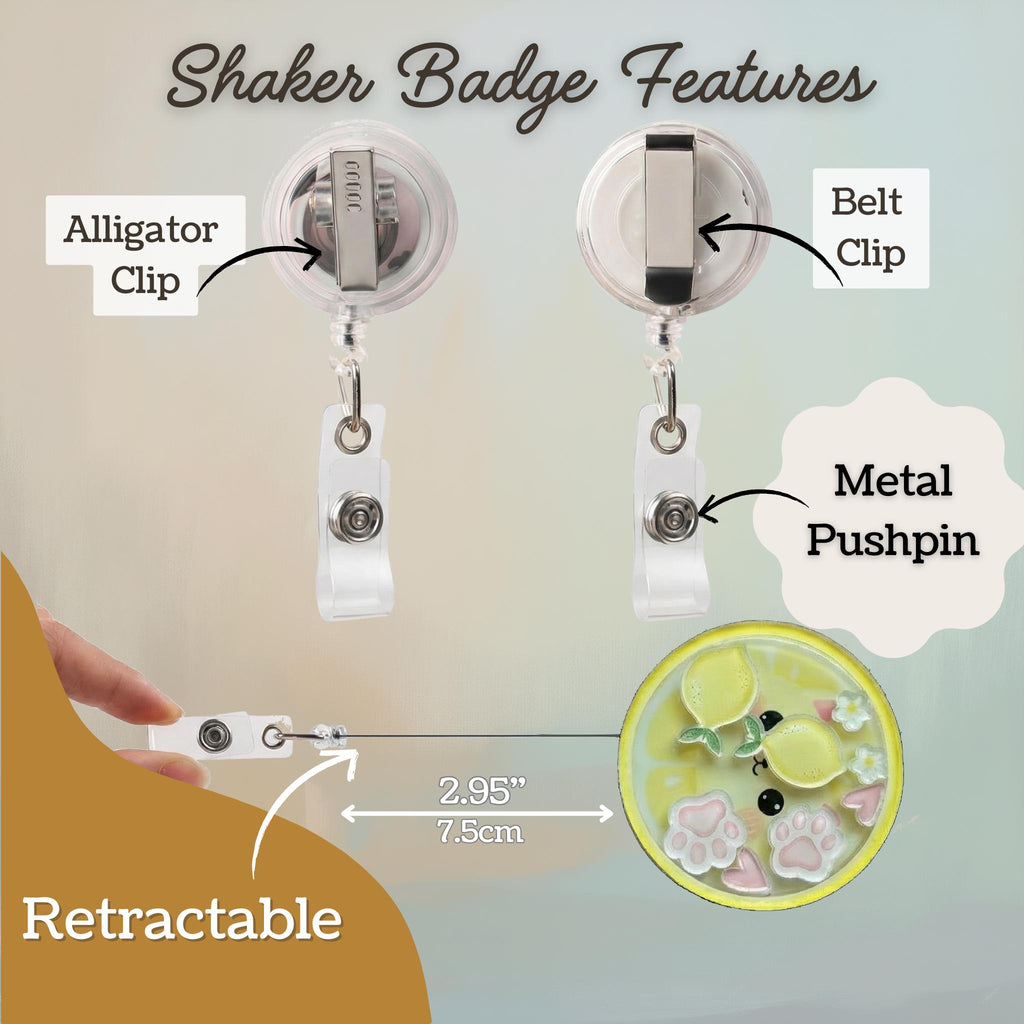 Lemon Cat Shaker Badge Reel