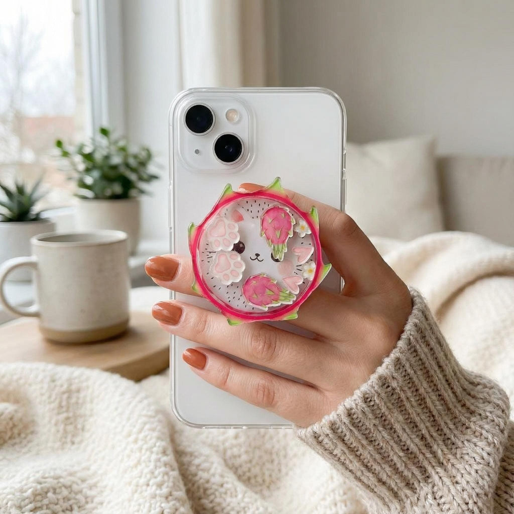 Dragon Fruit Cat Shaker Phone Grip