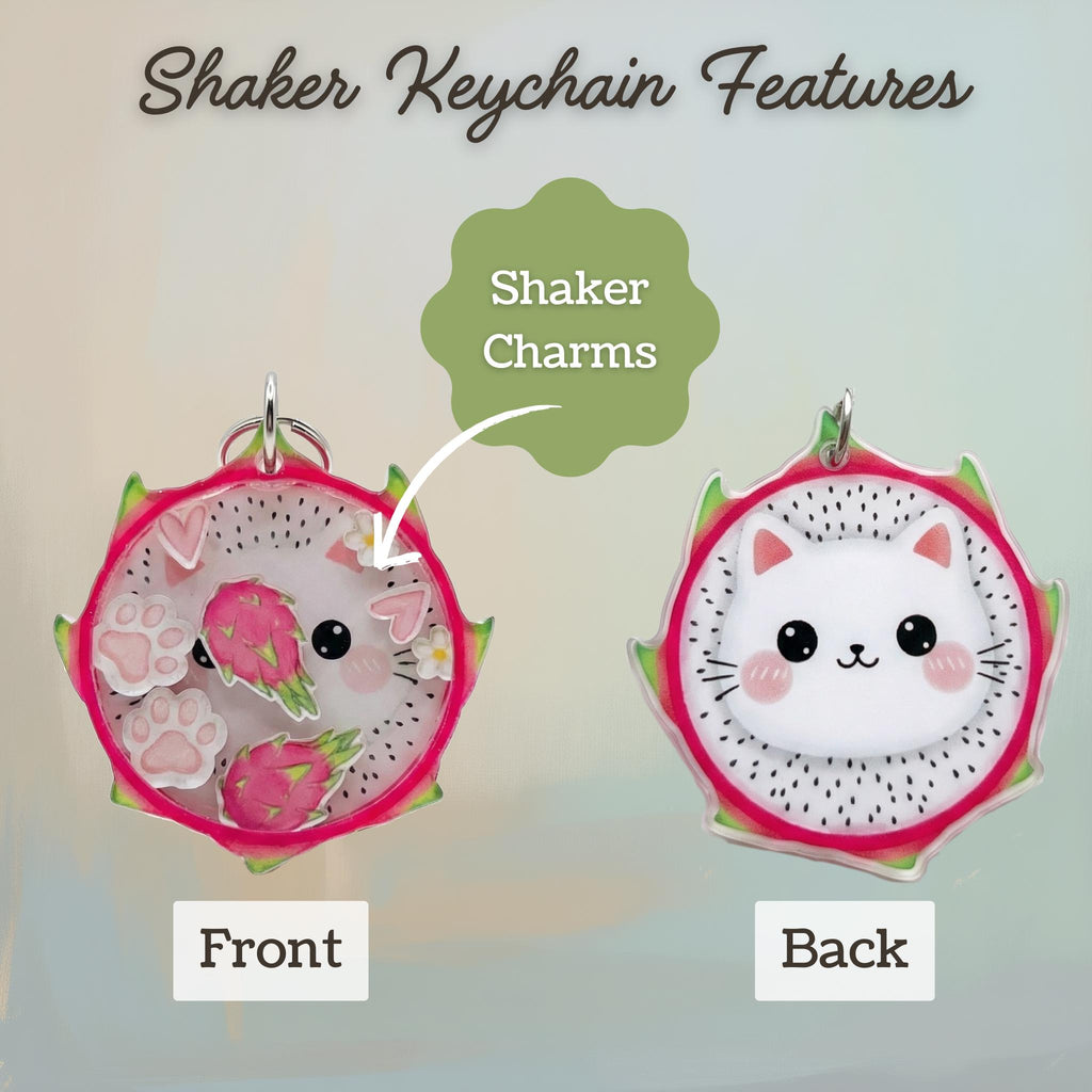 Dragon Fruit Cat Shaker ADHD Keychain