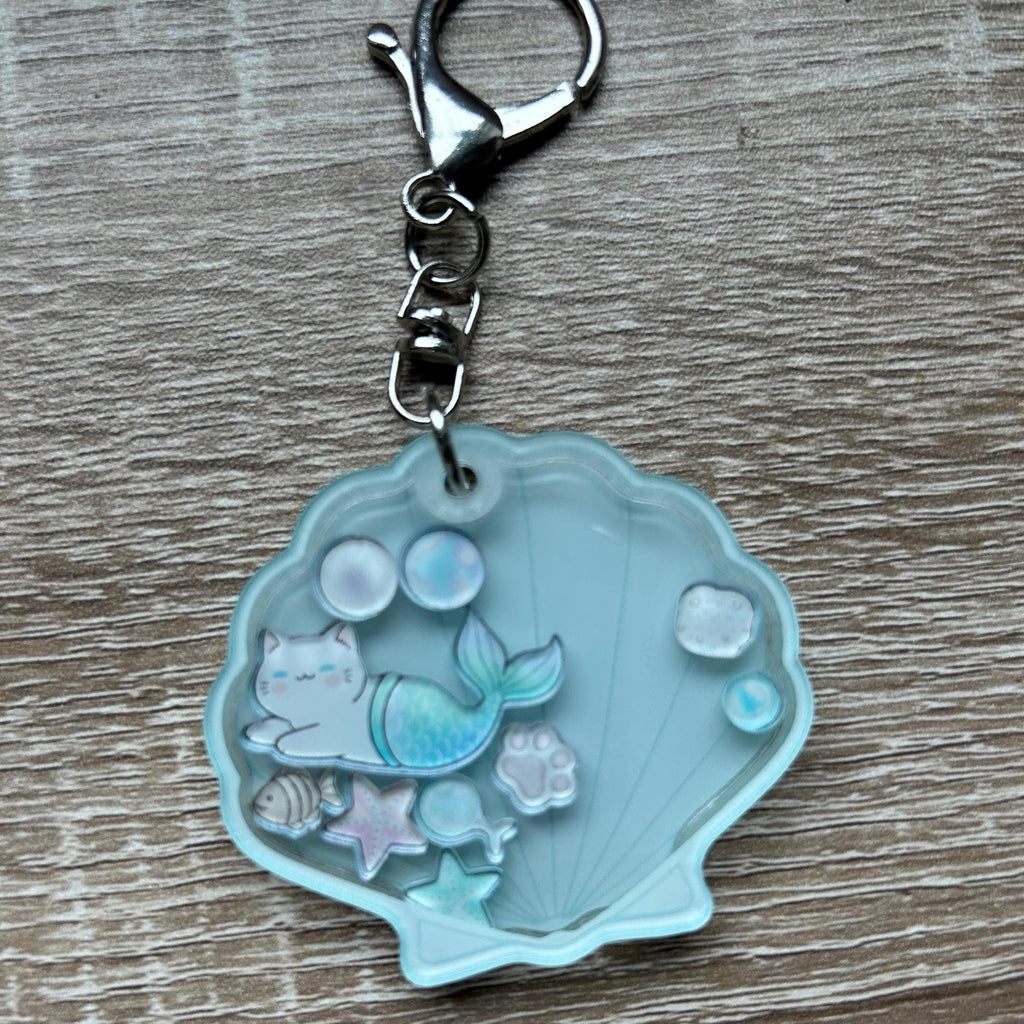 Purrmaid Mermaid Cat Shaker ADHD Keychain