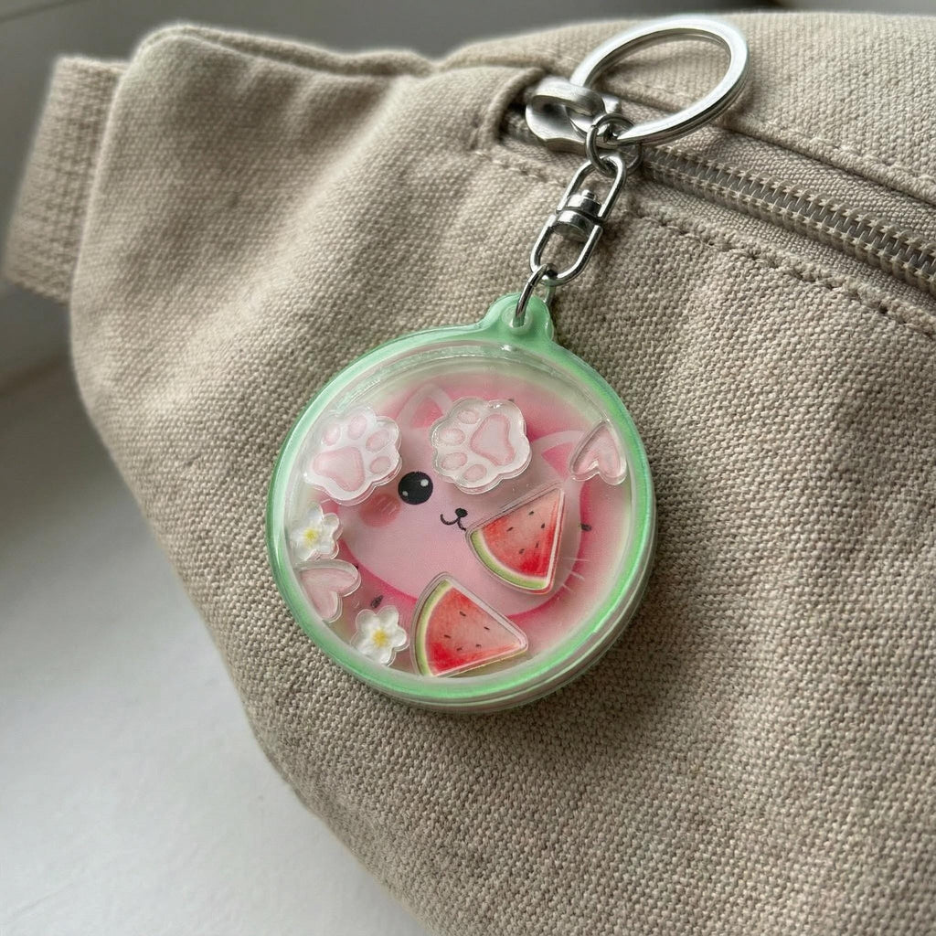 Watermelon Cat Shaker ADHD Keychain