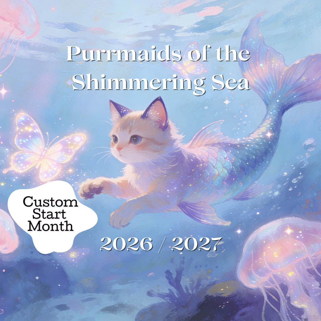 2026 / 2027 Purrmaid Calendar, Magical Mermaid Cat Art