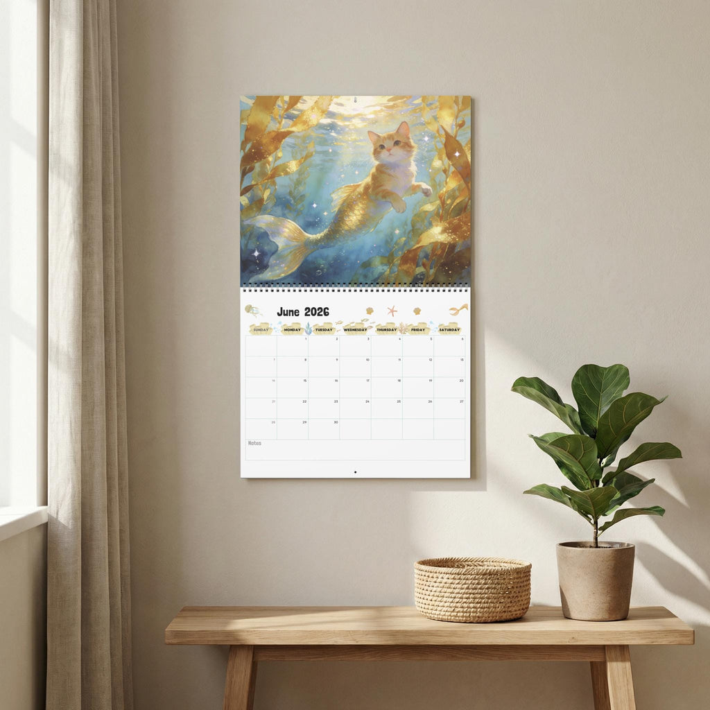 2026 / 2027 Purrmaid Calendar, Magical Mermaid Cat Art