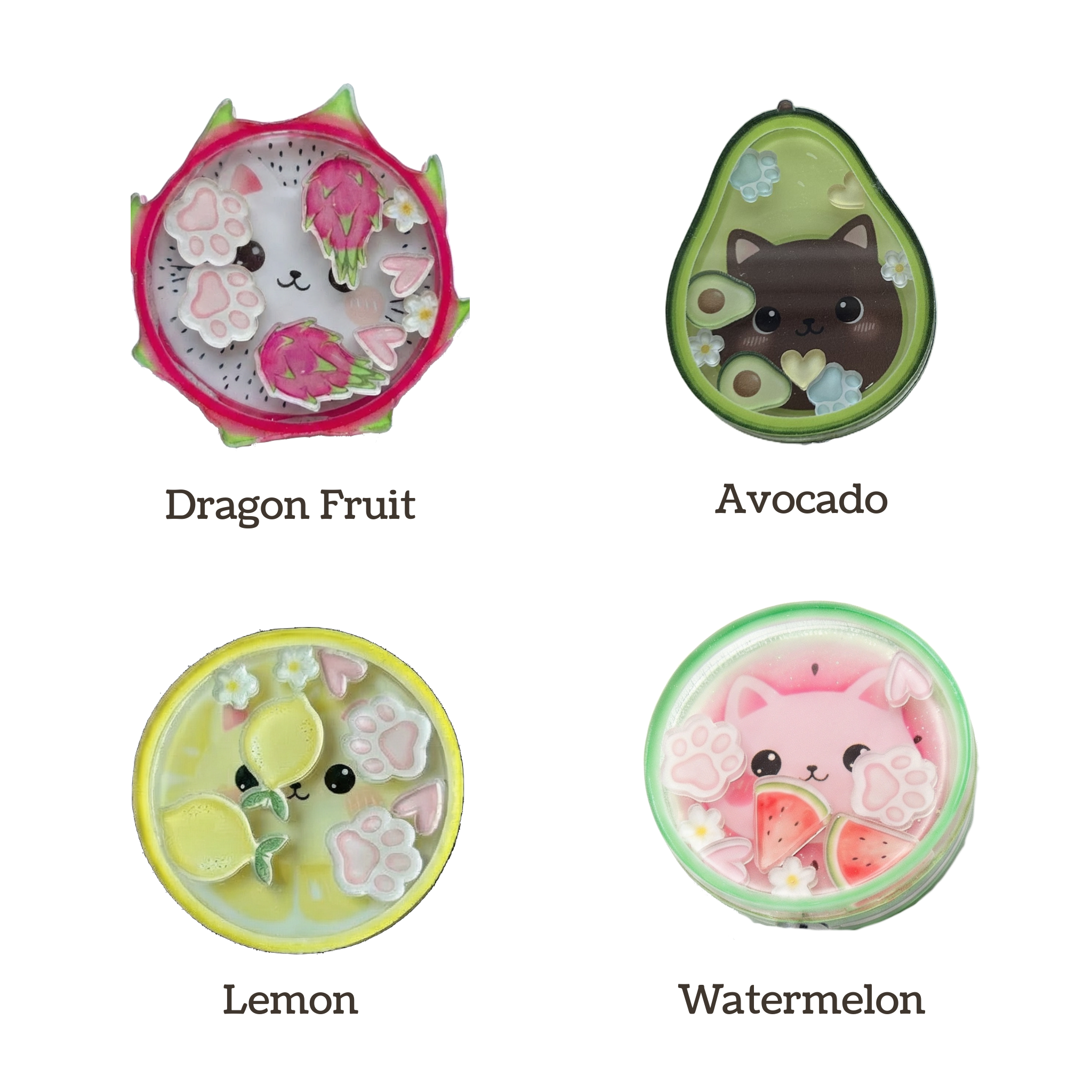 Kawaii Cat Fruit Shaker Badge Reel