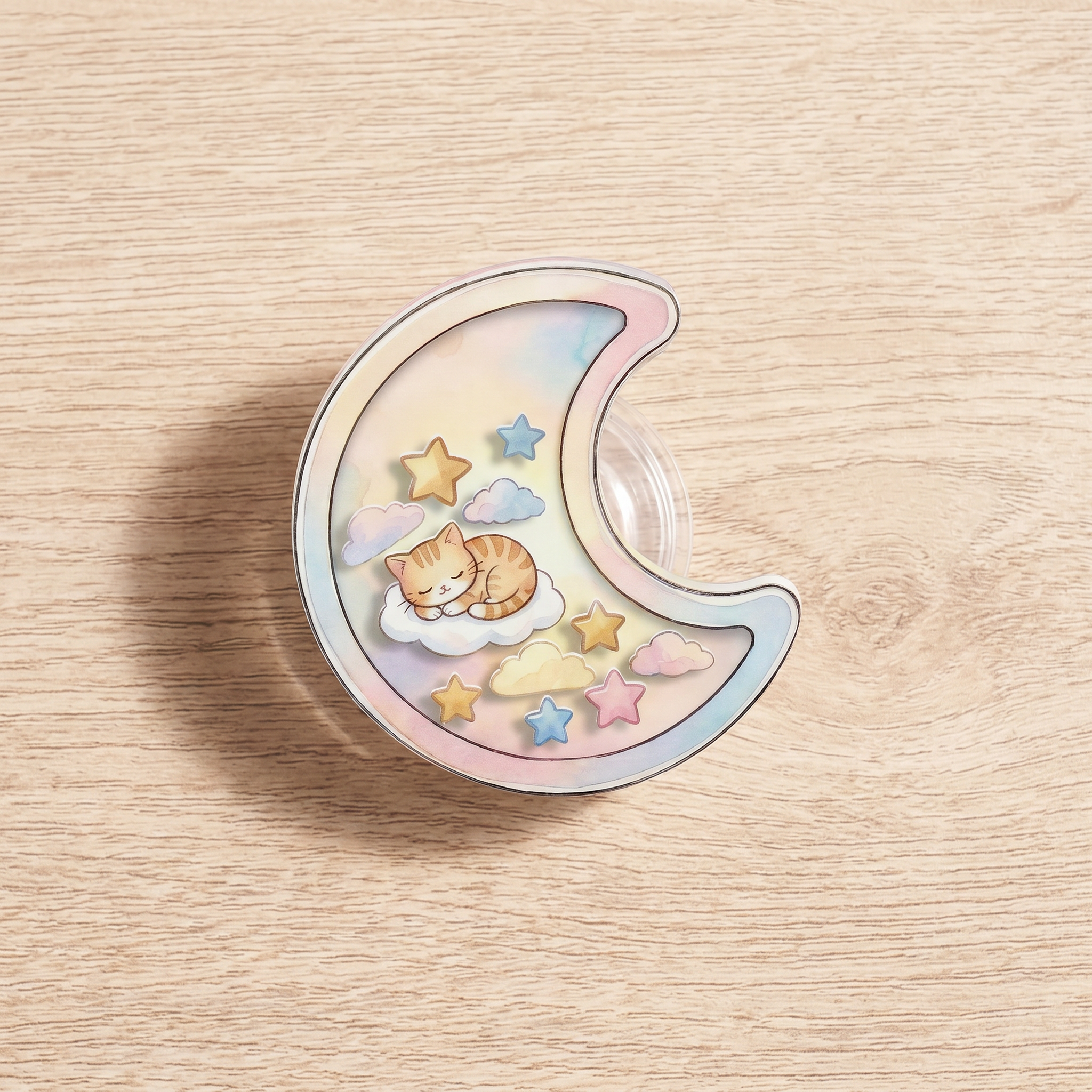 Crescent Moon Kawaii Cat Shaker Phone Grip Holder