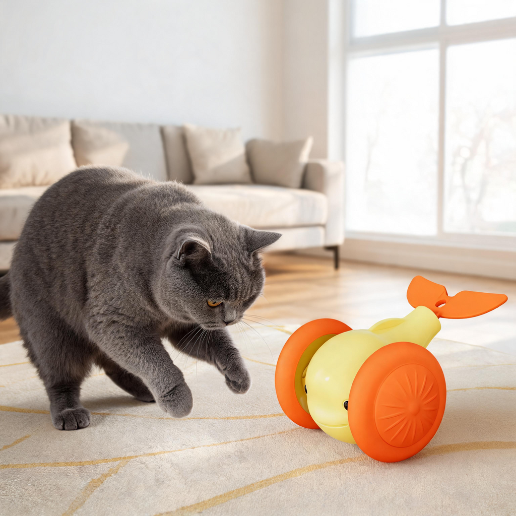 Automatic Rolling Cat Toy, Smart Touch-Activated Chase Toy