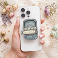 French Cat Sardine Shaker Phone Grip, Adhesive Phone Pop Out Stand