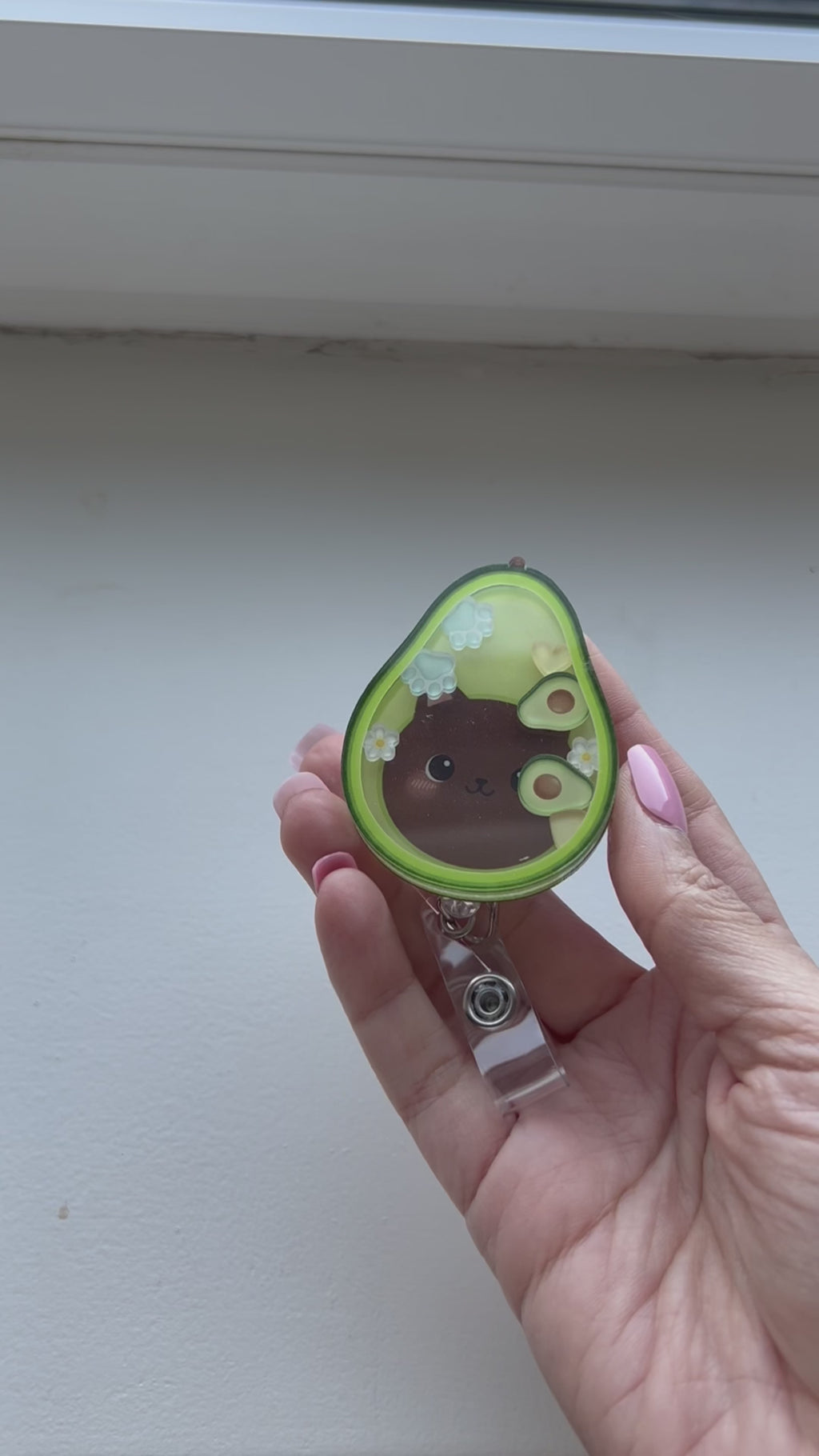Avocado cat badge reel shaker video