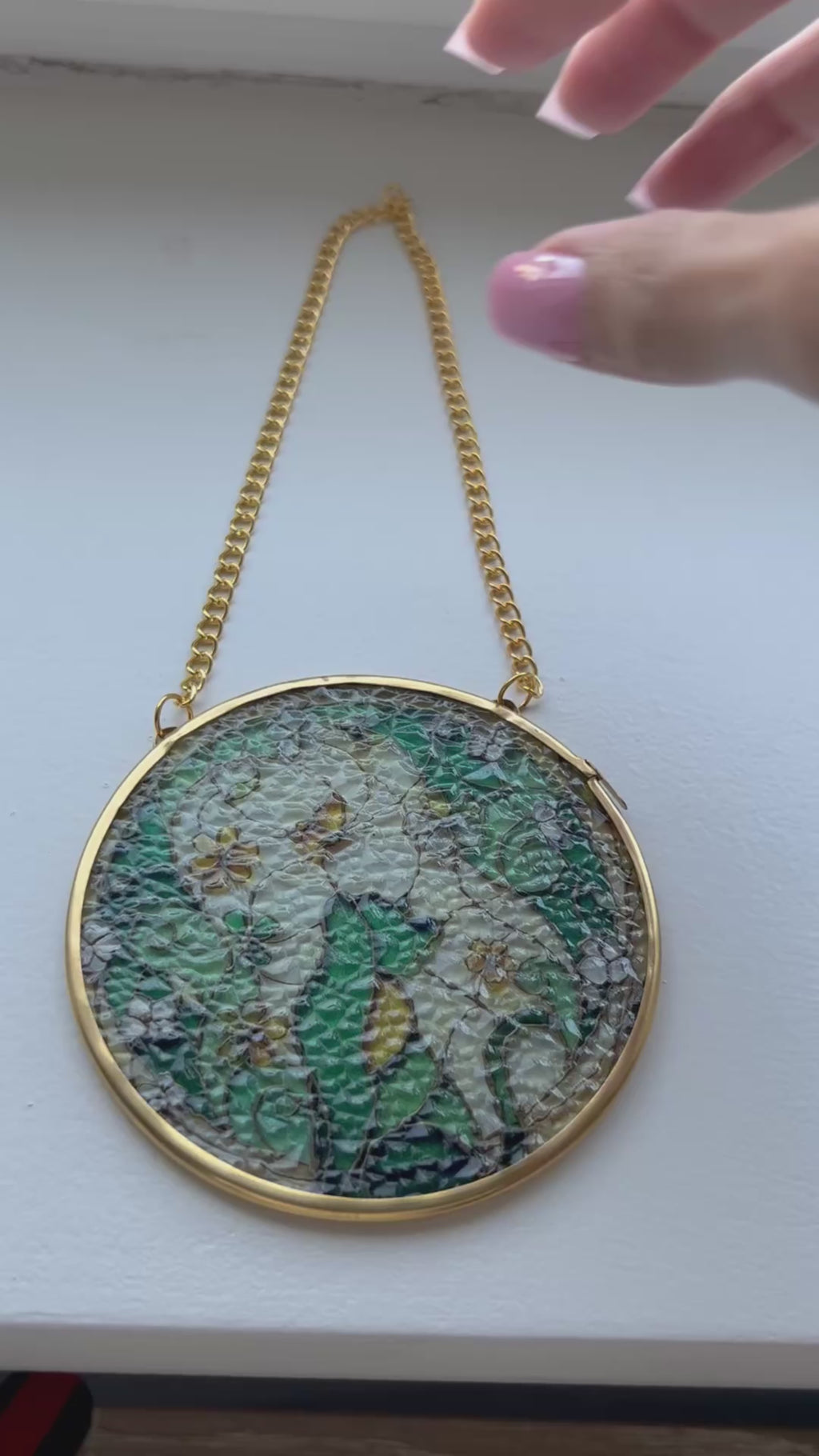 Cat & Butterfly Glass Suncatcher