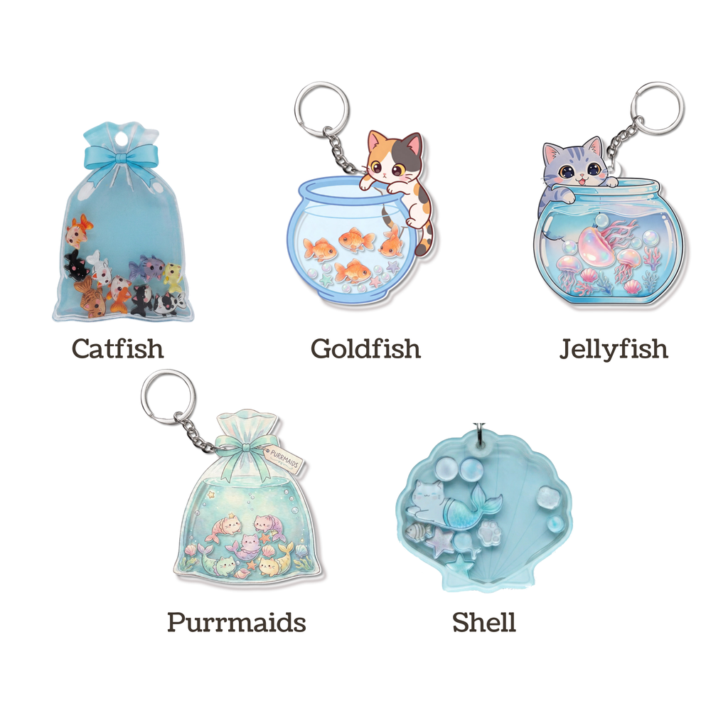 Llavero agitador ADHD de gato sirena Purrmaid