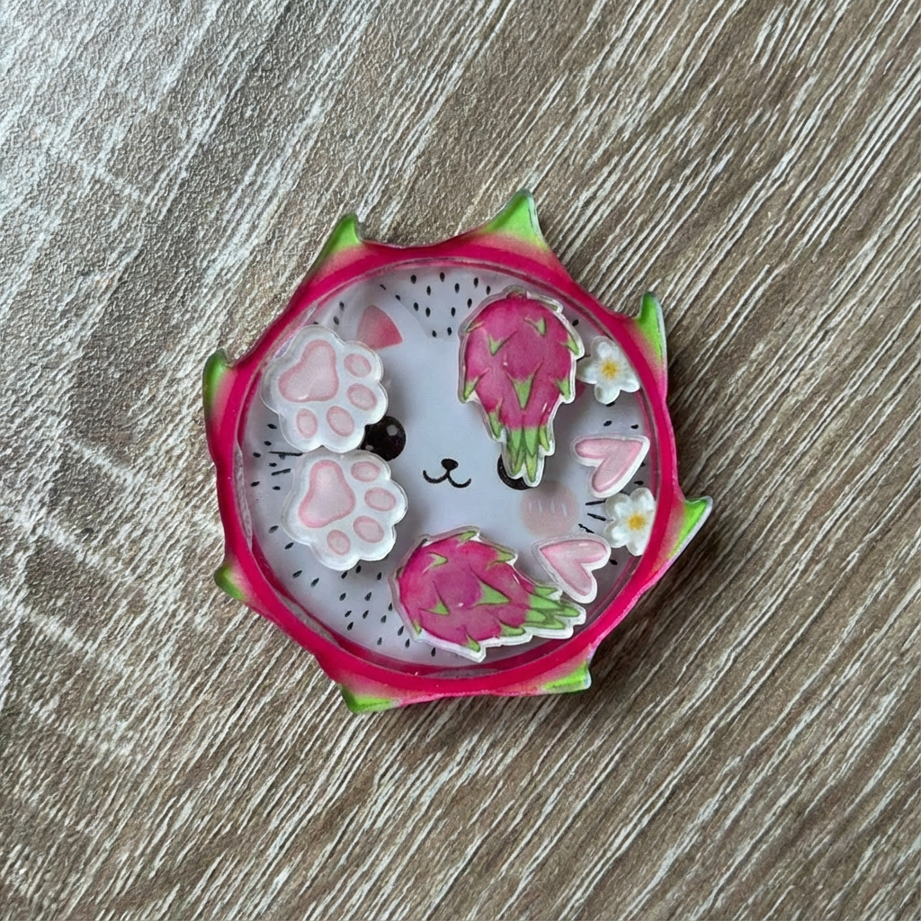 dragon fruit cat shaker phone grip 