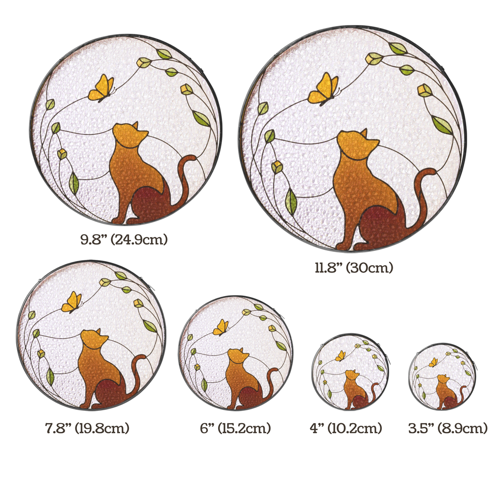 Cat & Butterfly Glass Suncatcher